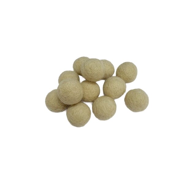 Vilt balletjes 15 mm, Wit Zand , 12st. 