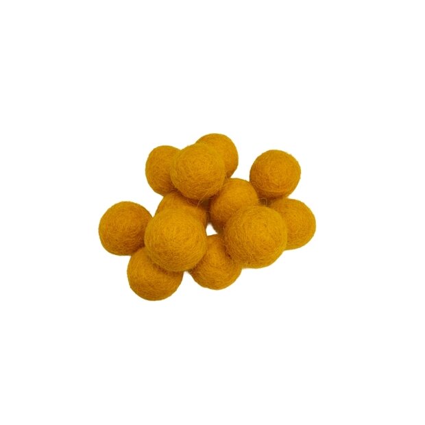 Vilt balletjes 15 mm, Oker , 12st. 