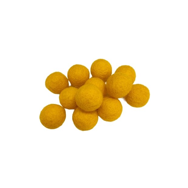 Vilt balletjes 15 mm, Zon Geel , 12st. 
