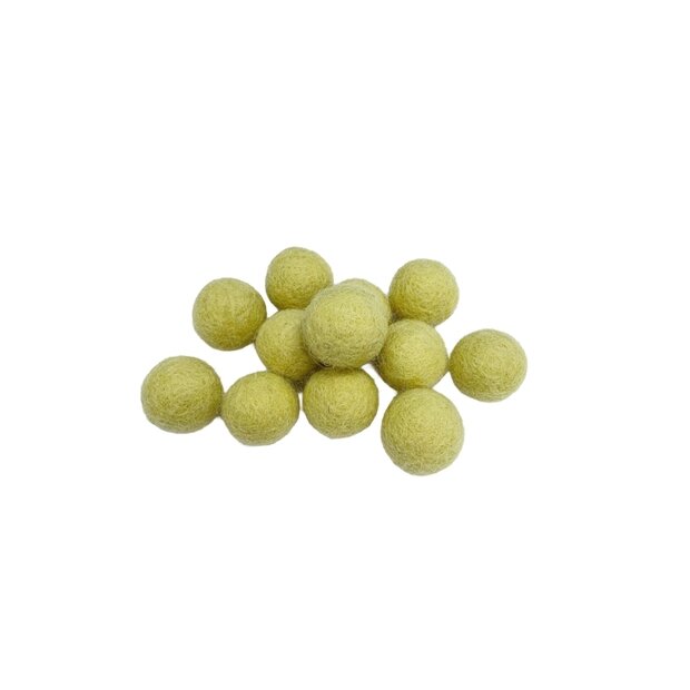 Vilt balletjes 15 mm, Pastel Groen, 12st. 