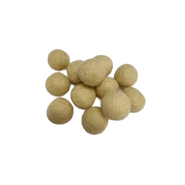 Vilt balletjes 15 mm, Zand , 12st. 