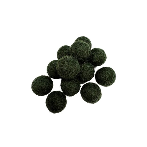 Vilt balletjes 15 mm, Dennen Groen , 12st. 