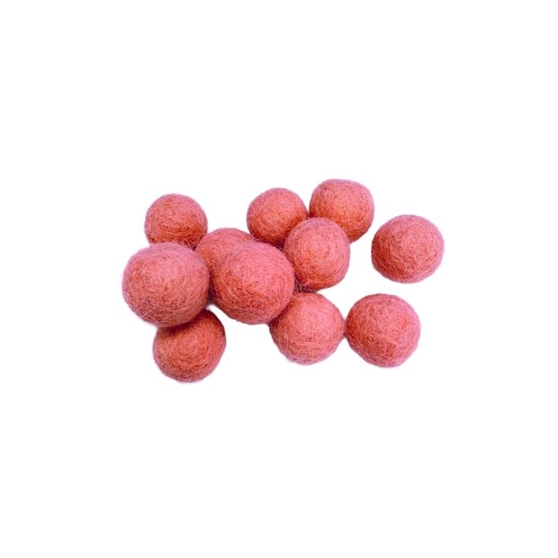 Vilt balletjes 15 mm, Watermeloen , 12st. 