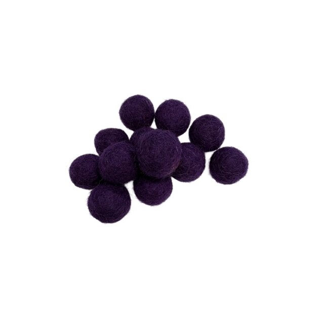 Vilt balletjes 15 mm, Donker Violet , 12st. 