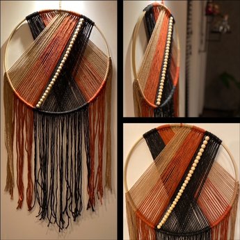 Bamboe ring met touw & macramƩ Bamboe ring met touw & macramƩ