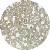 Vilt lap 30 x 40 cm, Beige gemêleerd/Wit, print Merry Christmas