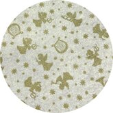 Vilt lap 30 x 40 cm, Beige gemêleerd/Goud, print Kerst engelen