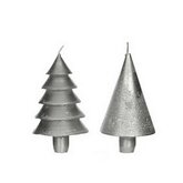 Kerstboom kaarsen set van 2, Zilver Metallic