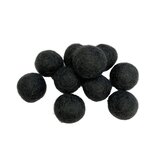 Vilt ballen, circa 2 cm, Wol donker grijs, 10 st. per verpakking Vilt ballen, circa 2 cm, Wol donker grijs, 10 st. per verpakking