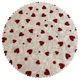 Vilt print, Hartjes met stippen, Gemêleerd Crème Beige /Rood Vilt print, Hartjes met stippen, Gemêleerd Crème Beige /Rood