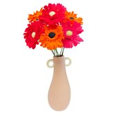 DIY Pakket Vilt, Gerbera's, 9 stuks, Rood, Oranje & Fuchsia