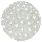 Vilt print, Hartjes met stippen, Crème Beige /Wit Vilt print, Hartjes met stippen, Crème Beige /Wit