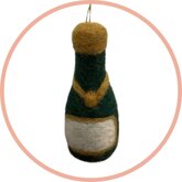 Handgemaakte wol vilt hanger, Champagne fles