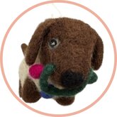 Handgemaakte wol vilt hanger, Teckel met kerstlampjes