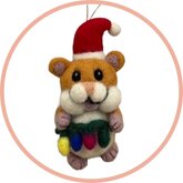 Handgemaakte wol vilt hanger, Kerst Hamster