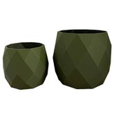 Planten potjes, Diverse afmetingen, Model Rond Geometrisch, Groen