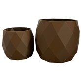 Planten potjes, Diverse afmetingen, Model Rond Geometrisch, Bruin