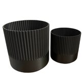 Planten potjes, Diverse afmetingen, Model Recht Ribbel, Zwart