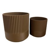 Planten potjes, Diverse afmetingen, Model Recht Ribbel, Bruin