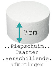 Taart Dummy Rond 7 cm hoog, verschillende afmetingen Taart Dummy Rond 7 cm hoog, verschillende afmetingen