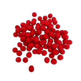Merino wolvilt balletjes 0,5 cm, Helder Rood, 100 st.