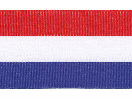 Rood wit blauw Nederlandse vlag lint 40 mm breed per meter Rood wit blauw Nederlandse vlag lint 40 mm breed per meter